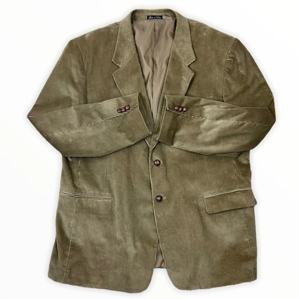 Monsieur Adolfo Mens Brown Corduroy 2 Button Blazer Sport Coat Jacket Size 46R